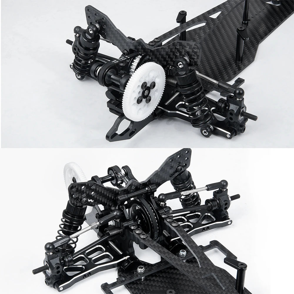 AXSPEED Alloy & Carbon Fiber Sakura D5S Frame Chassis Kit Remodel Belt Drive Upper Deck Adjustable Height for 1/10 RWD Drift Car