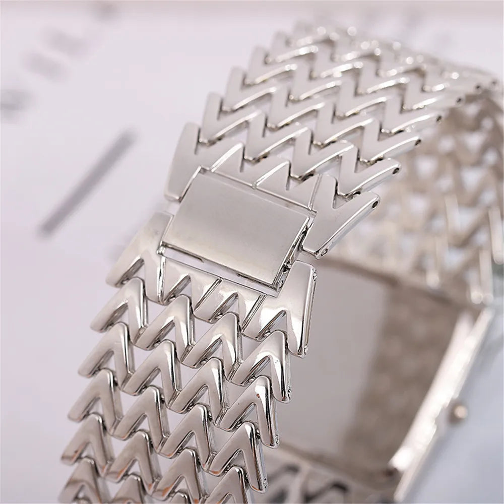 Luxury Golds Ladies Square Diamond Watch - Elegant Stainless Steel Quartz Timepiece for Fashion-Forward Women