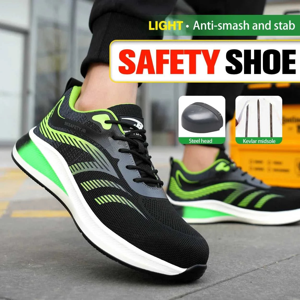 New 2024 Fashion Men Safety Shoes Steel Toe Sneakers Lightweight Anti-smash Anti-puncture Man Breathable Work Safety Boots The jack market .AU The jack market .AU Step Up Your Style: Trendy Shoes for Every Occasion! $ 98 14:175#Green;200000124:200000338