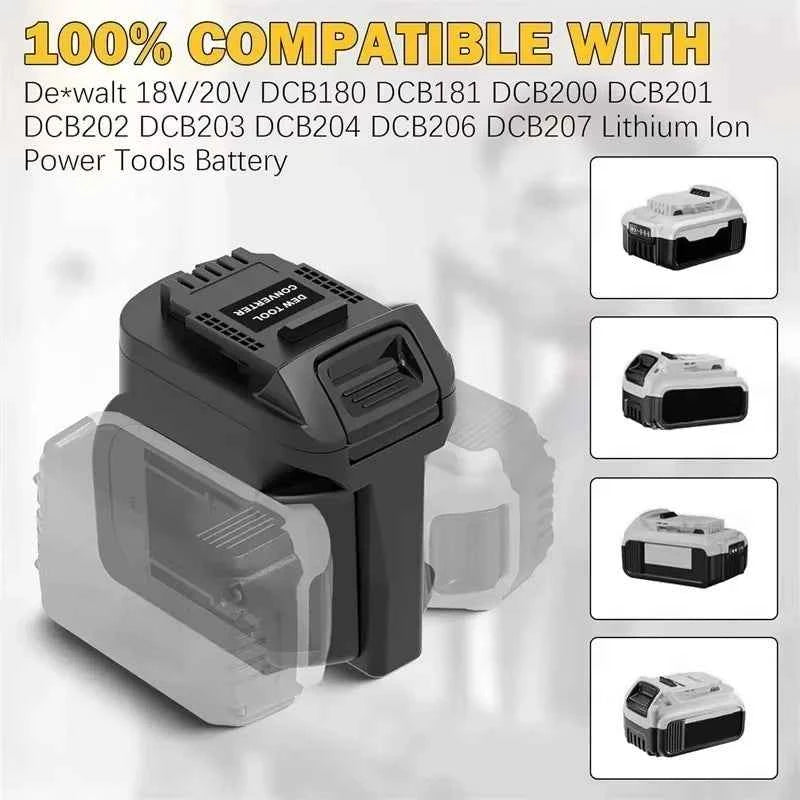 Portable Dual Battery 2-in-1 Battery Adapter Converter for Dewalt 18V 20V Li-ion Batteries for Dewalt 20V Cordless Power Tools