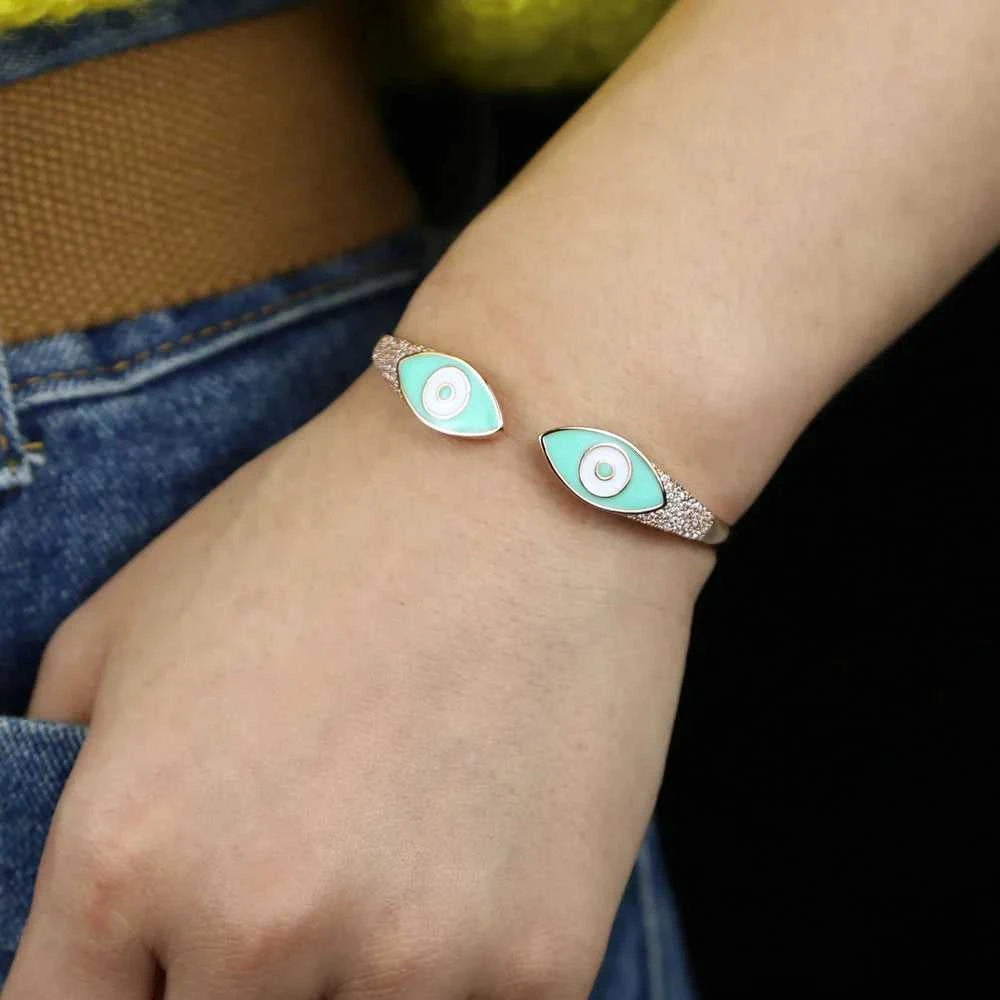 Turkish Evil Eye Pink Green Blue Enamel Cuff Bracelet for Women Paved White Cz Rose Gold Plated Color Bangles Fashion Jewelry The jack market .AU The jack market .AU Jewellery & Chains $ 57 166:202711811;200001034:361180#Pink