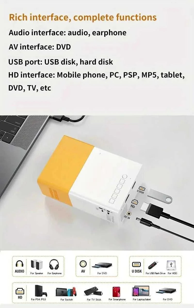 Projector for home use, mini projector for children's bedroom, portable projector, supports 4K ultra-high definition. The jack market .AU The jack market .AU Home $ 80 14:202429827#White
