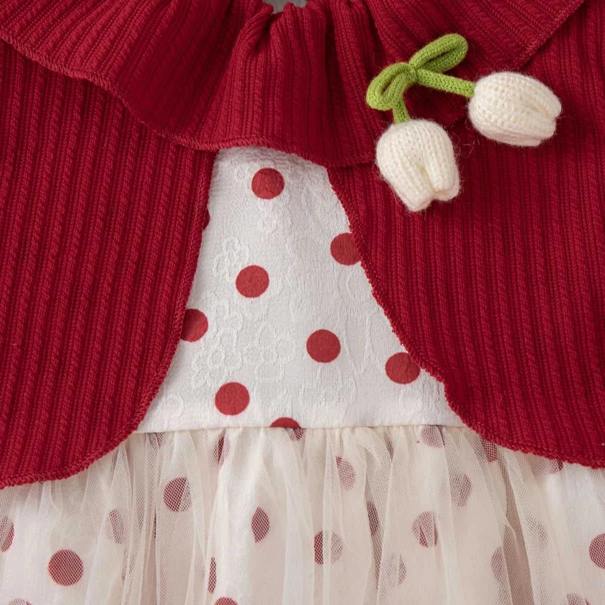 Baby Girl Birthday Party Dress Tulip Polka Dot Knitted Doll Neck Mesh Baby Girl Dress Gentle And Sweet Baby Girl Clothing The jack market .AU The jack market .AU Mum & Kids: Essential Products for Every Family $ 30 14:496;200000463:200661895#L(9-12M)