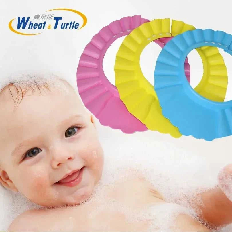 Adjustable Baby Bath Cap with Visor Hat - Waterproof Shower Protection Shampoo Splashguard Hair Wash Shield for Infants