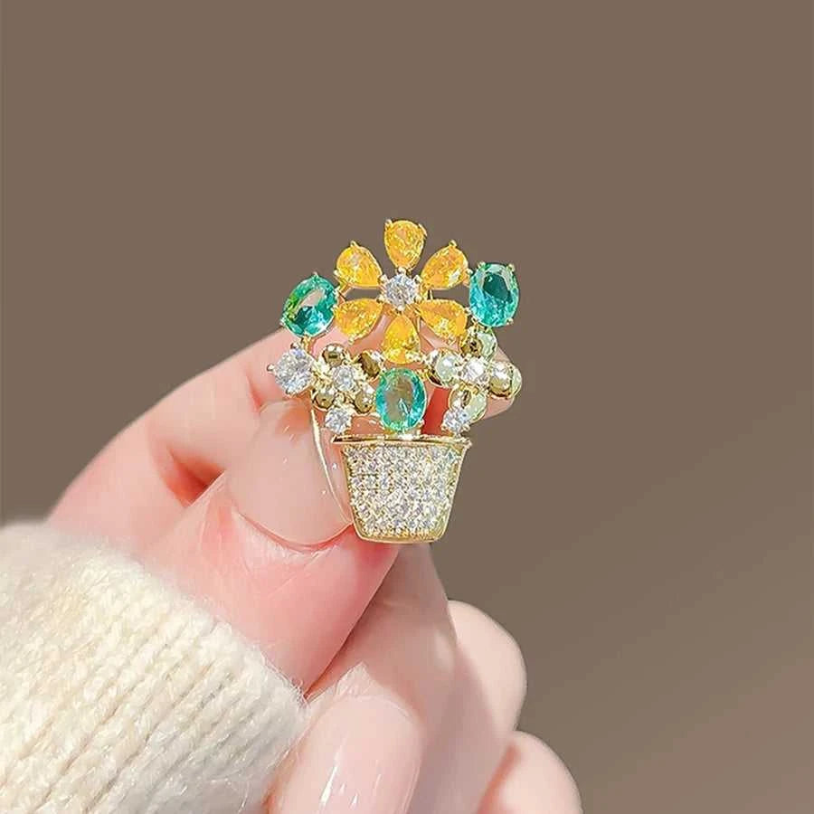 Delicate Zirconia Flower Brooches Elegant Multicolor Crystal Vase Beautiful Flowers Collar Pin Jewelry Gift Accessories Corsage The jack market .AU The jack market .AU Jewellery & Chains $ 52 200001033:347#XZ27