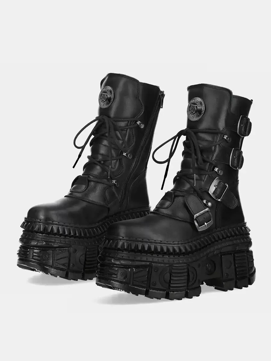 Punk Style Women Boots Lace-up Heel Height Platform Shoes Woman Gothic Ankle Rock Boots Metal Decor Man And Woman Sneakers 2025
