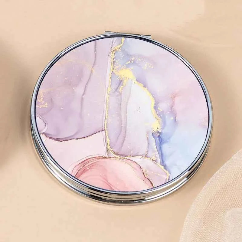 Stripe Pattern Vintage Hand Women Mini Compact Makeup Mirror Portable Green/Purple/Blue Bag Mirror