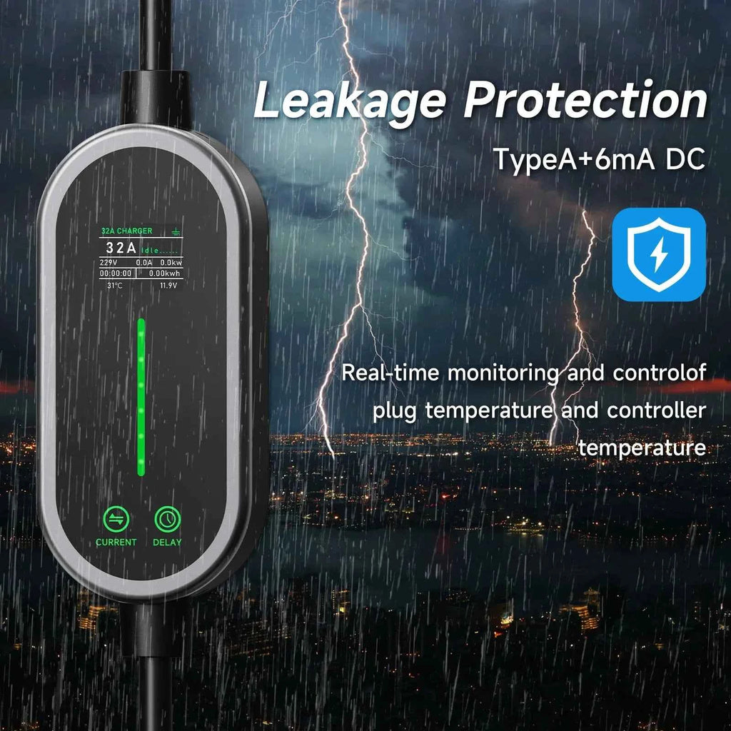 Puppyfc 7KW 32A Smart WiFi Portable EV Charger Type1/Type2 Home Electric Vehicle Charging Station with CEE Plug