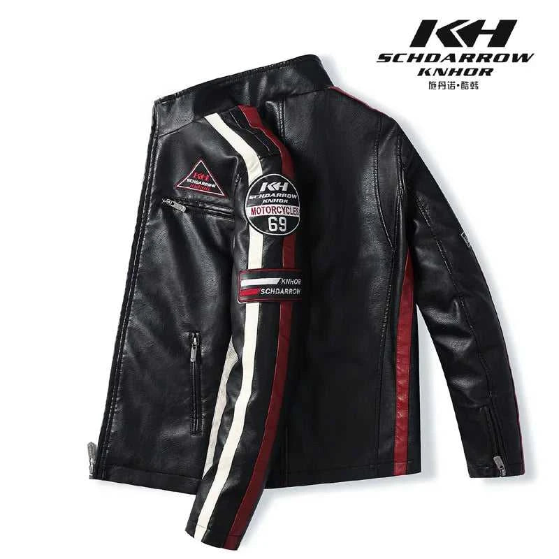 European American New Fashion Women's Plus Size Casual Trendy Stand Collar Long Sleeve Contrast Color PU Jackets Male Coats Tops The jack market .AU The jack market .AU Men Fashion $ 91 14:10;5:361386