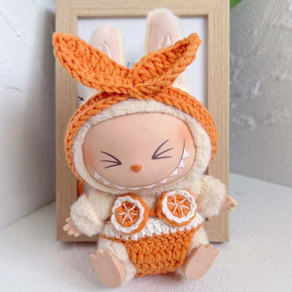 For 15/17cm 3.0 labubu v1/v2/v3 handmade bikini beach sun hat headgear set doll clothes for Ropa labubu decoration