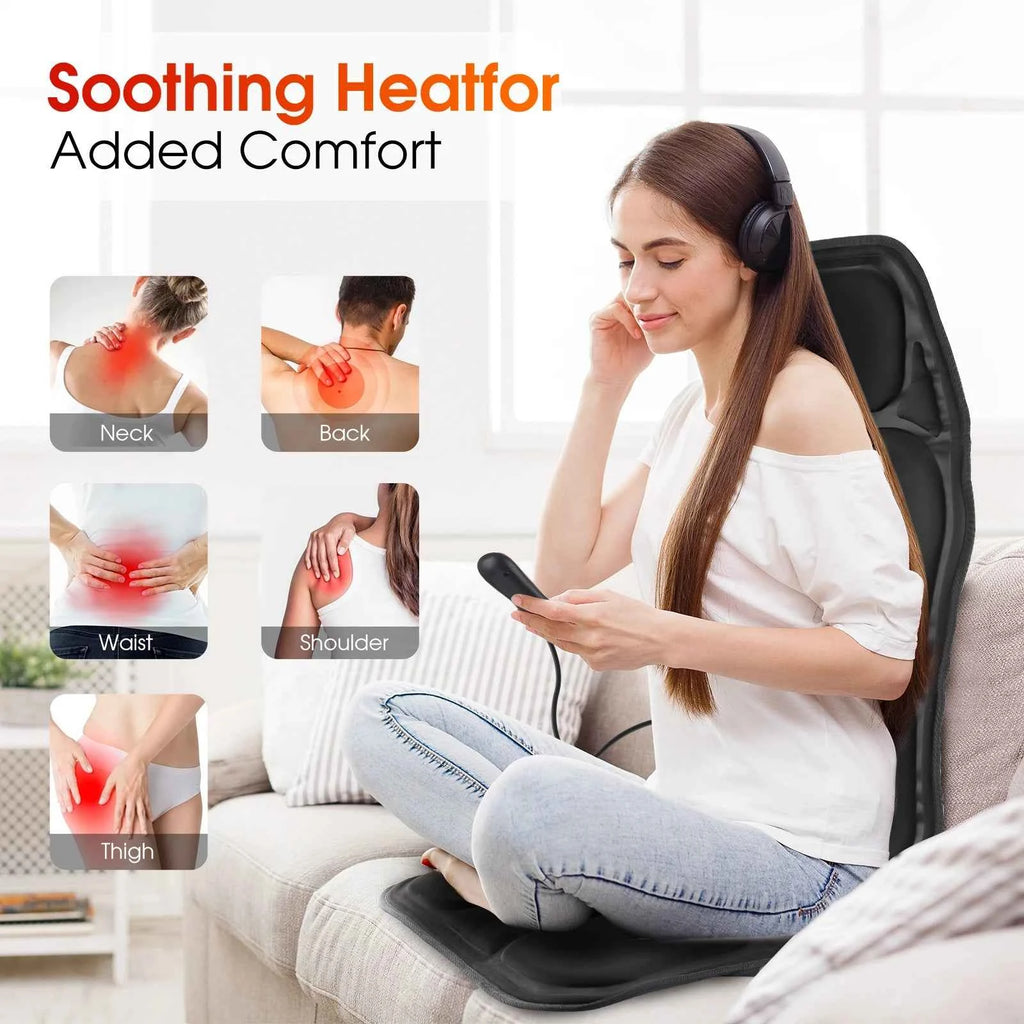 Electric Comfort Vibrating Massage Pad - Soothing Heat & Relaxation for Back, Neck & Lumbar - Perfect for Car, Office, & Home