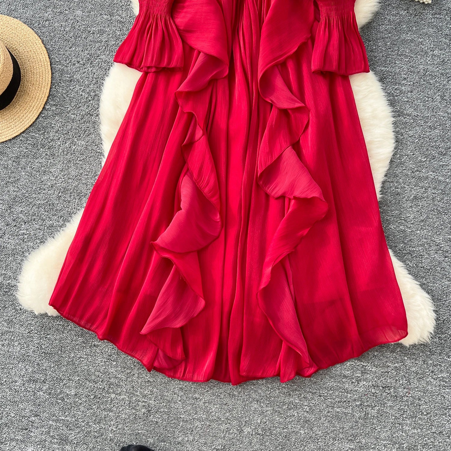 Spring Autumn Women Party Long Dress Elegant Female Red/Purple/Beige/Black Diamonds Patchwork Ruffle A-Line Maxi Vestidos New