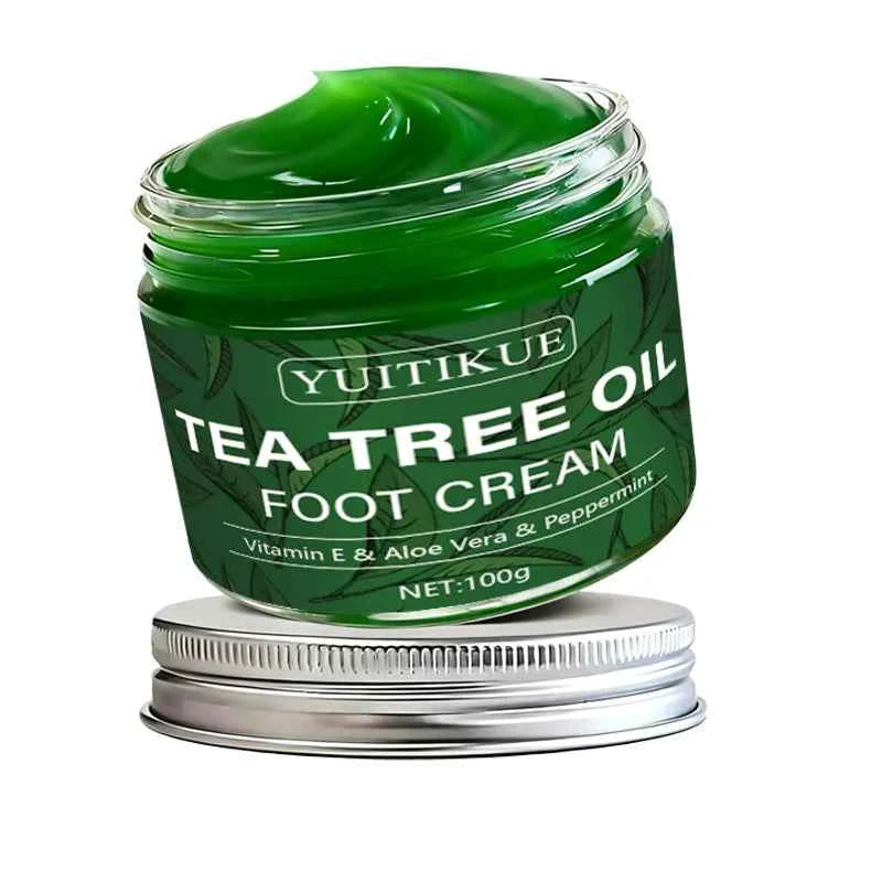 YUITIKUE Tea Tree Oil Foot Cream 100g - Multi-Use Moisturizer for Feet, Hands, Knees & Elbows, Gentle Care with Vitamin E & Aloe