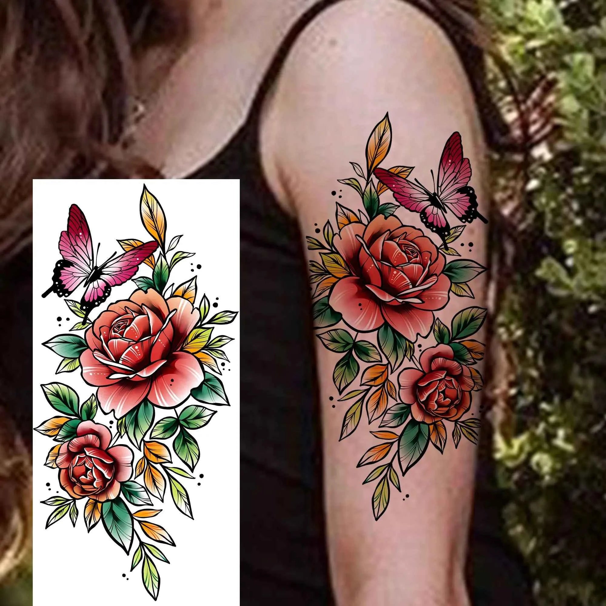 1 Sheet Flying Birds Flowers Book Temporary Tattoos For Women Waterproof Realistic Floral Animals Fake Tattoo Sticker Last Long