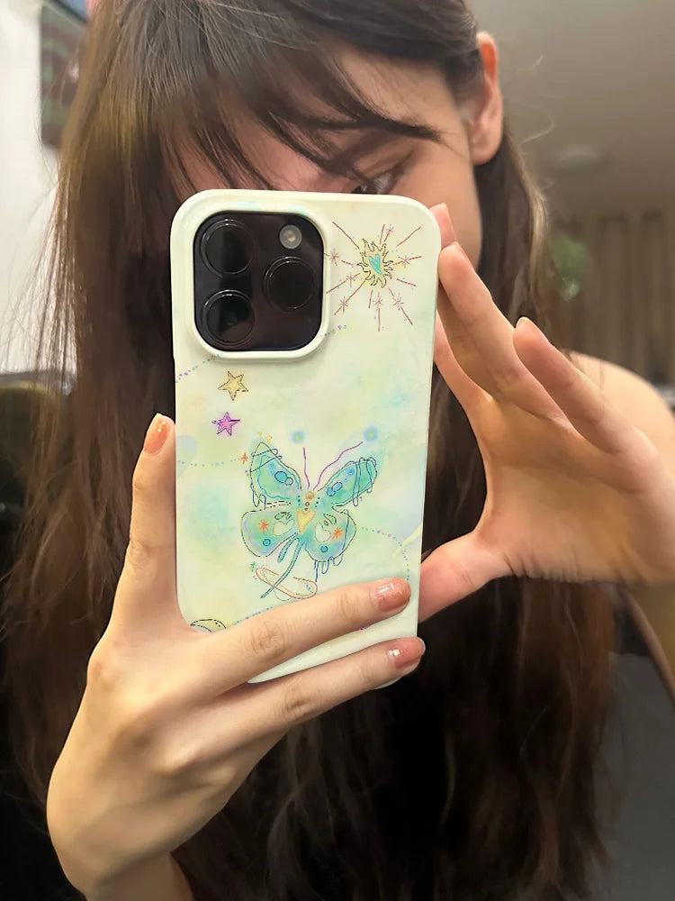 Butterfly Dreams Shockproof iPhone Case - Cute Cartoon Design for iPhone 16, 15, 14, 13 Pro Max, 12, 11, 8, 7, X, XS, XR