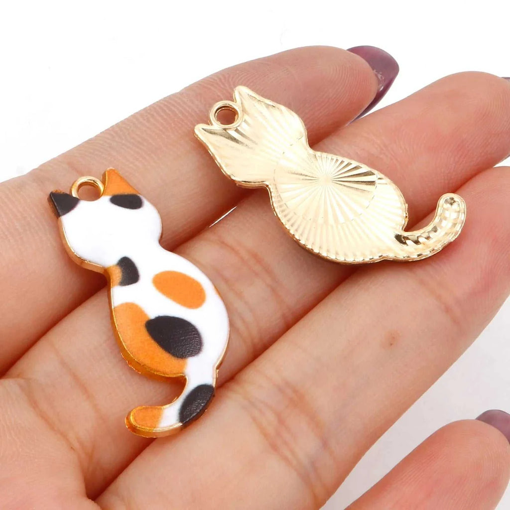 10PCs Cute Enamel Charms Pendants Gold Color Multicolor Cat Animal Charms DIY Necklace Bracelets Jewelry Making 3cm x 1.6cm The jack market .AU The jack market .AU Jewellery & Chains $ 47 200001033:361187#6