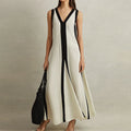 Elegant V-Neck Backless Maxi Dress - Stylish Hollow Out Design for Confident Summer Looks