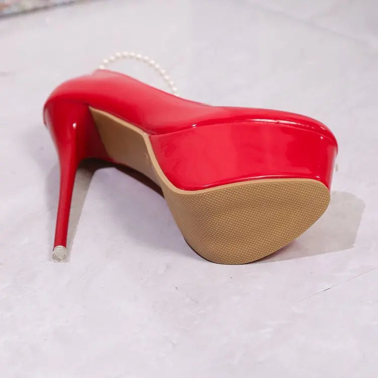 New Sexy Leather Platform Sandals High Heels Women's Summer Wedding Shoes plus Size 45 Party Dress Pumps Brand