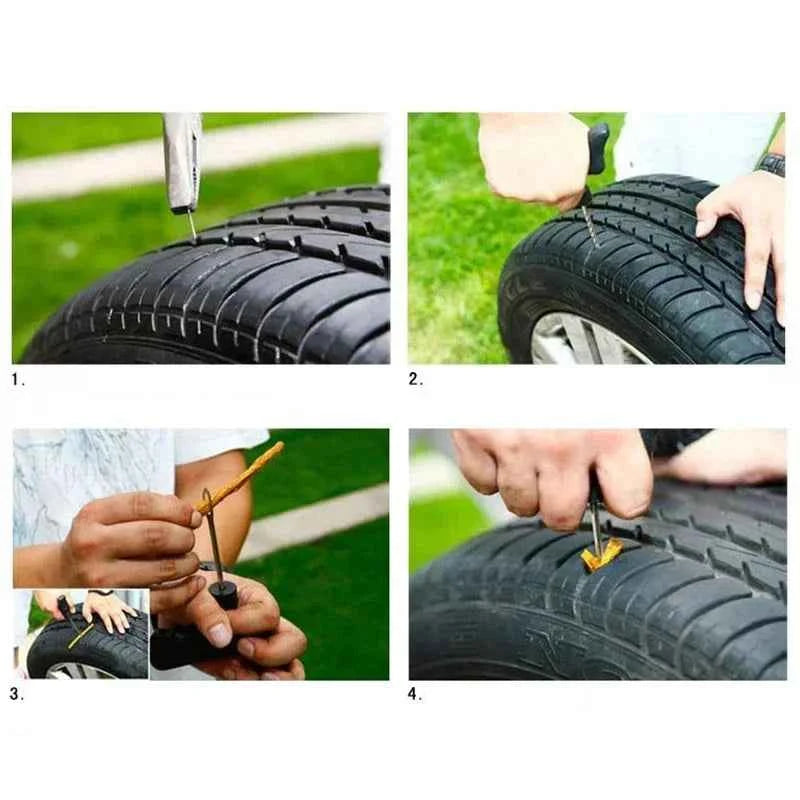 Car Bike Truck Motorcycle Tire Repair Tool Set 2024 Best-selling Tyre Puncture Plug Patch Strip Glue Garage Tools Accessories