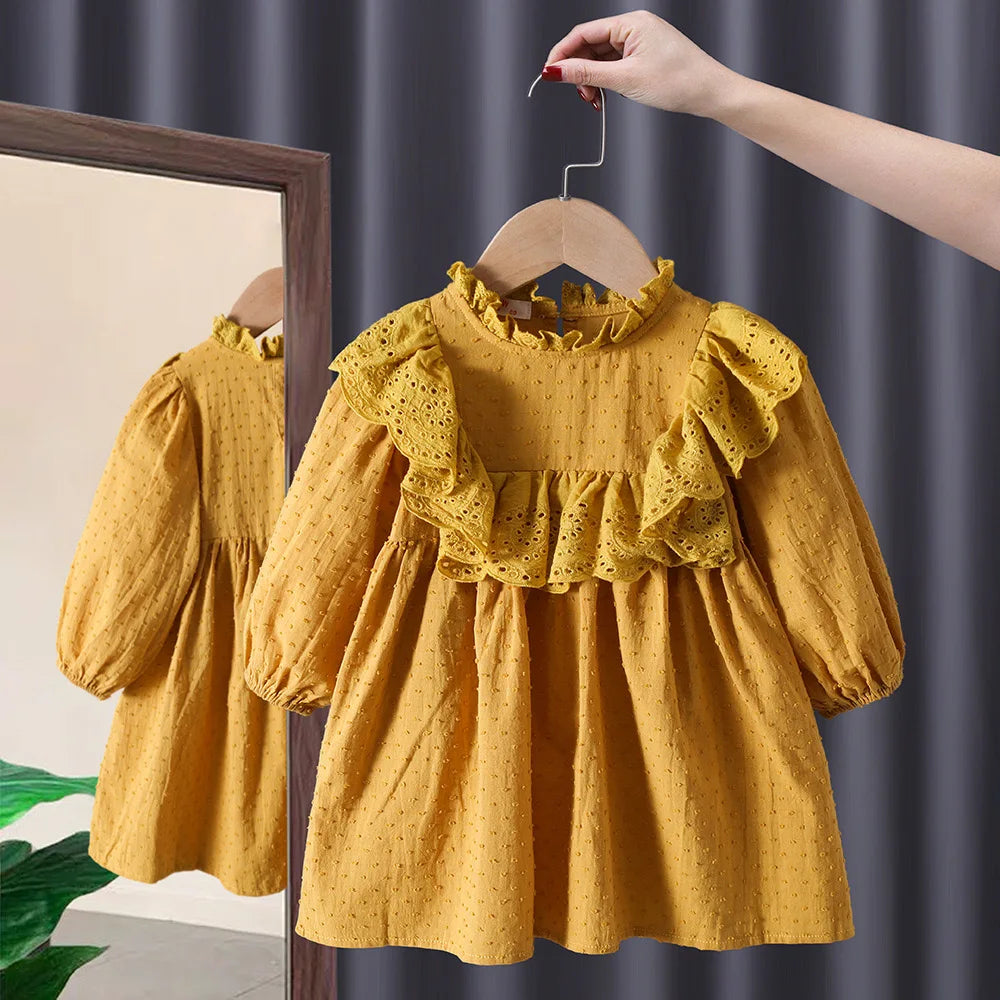 Sweetheart Couture Princess Dress - Casual Pink Cotton-Linen Dress with Big Turn Down Collar for Summer 2023