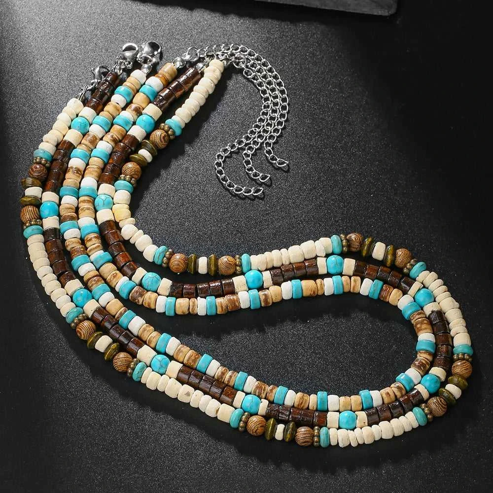 Fashion Nature Stone Wooden Necklace For Men Trendy Wooden Coconut Shell Natural Turquoise Beaded Necklace Gifts The jack market .AU The jack market .AU Jewellery & Chains $ 48 200001033:361180