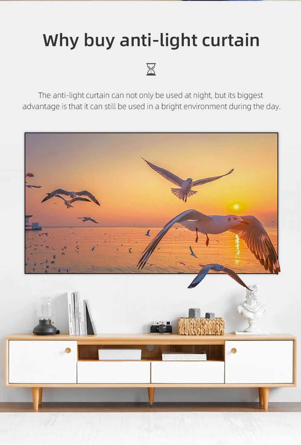 ZHNUWIE Projector Screen 16:9 Metal Anti Light Curtain Reflective Fabric Cloth For YG300 XGIMI H3 HALO Mogo Xiaomi DLP Projector The jack market .AU The jack market .AU Home $ 71 977:202689808