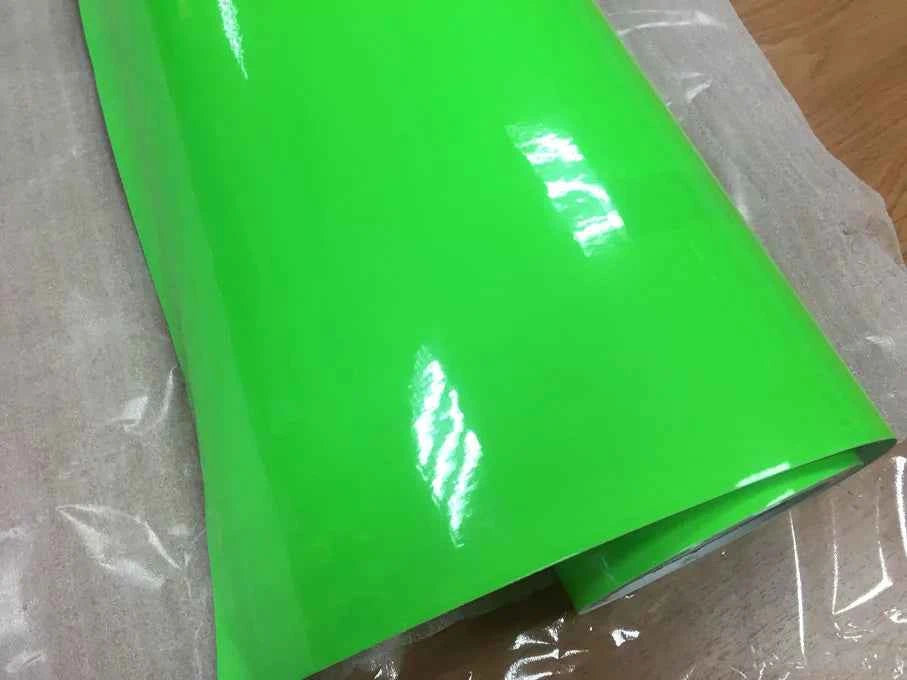 Premium Car Styling Glossy Fluorescent Yellow Vinyl Sticker Glossy Fluorescent yellow Vinyl Wrap Self Adhesive Sticker