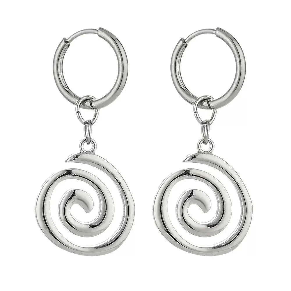 Grunge Jewelry Stainless Steel Swirl Earrings Cool Korean Charms Hoop Earrings for Women Goth Fashion Accessories Cute Punk The jack market .AU The jack market .AU Jewellery & Chains $ 47 200001034:361180#A