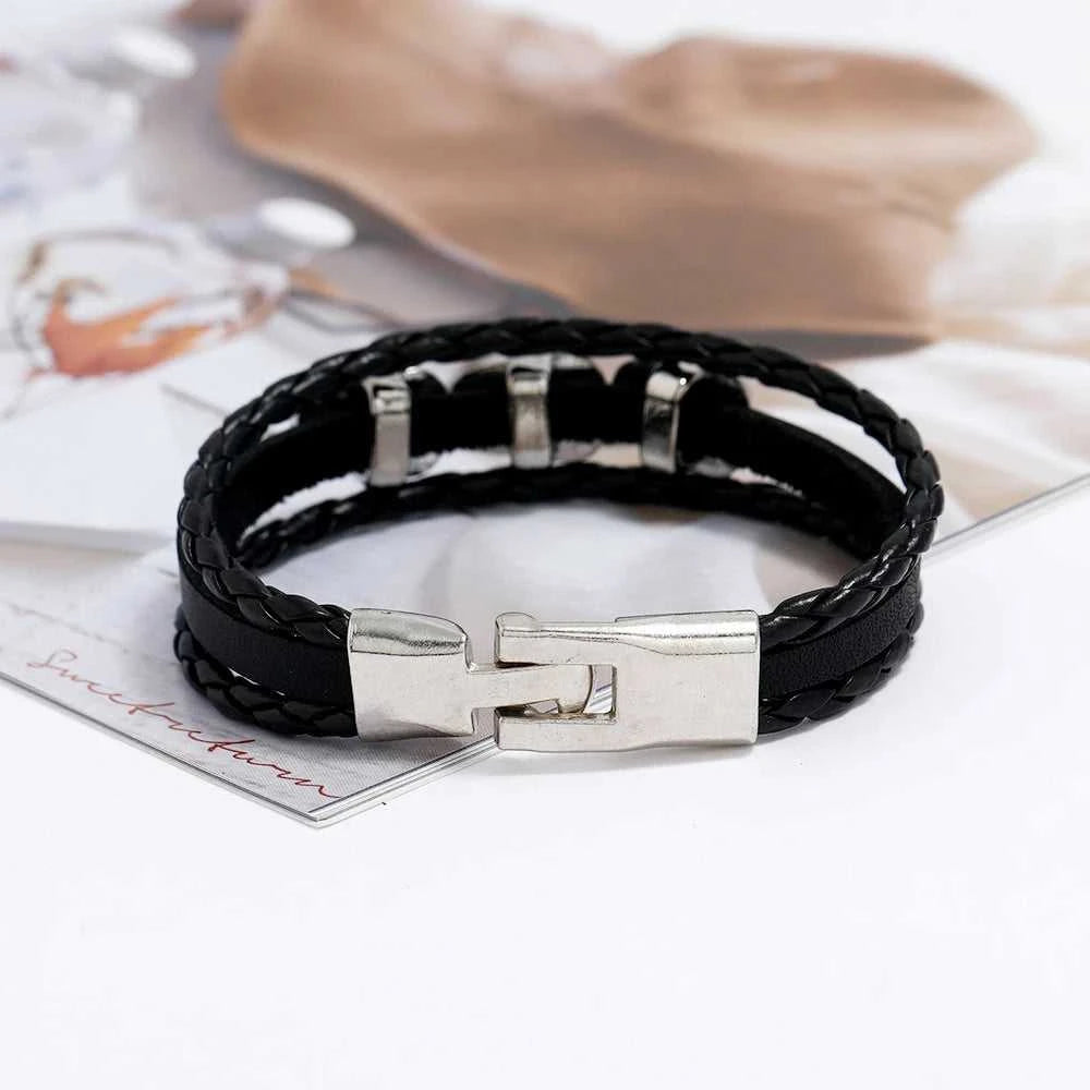Cool Skeleton Skull Leather Bracelet Men's Stainless Steel Punk Rock Gothic Charm Woven Multilayer Bracelet Men's Jewelry Gift The jack market .AU The jack market .AU Jewellery & Chains $ 47 200001034:5740#black