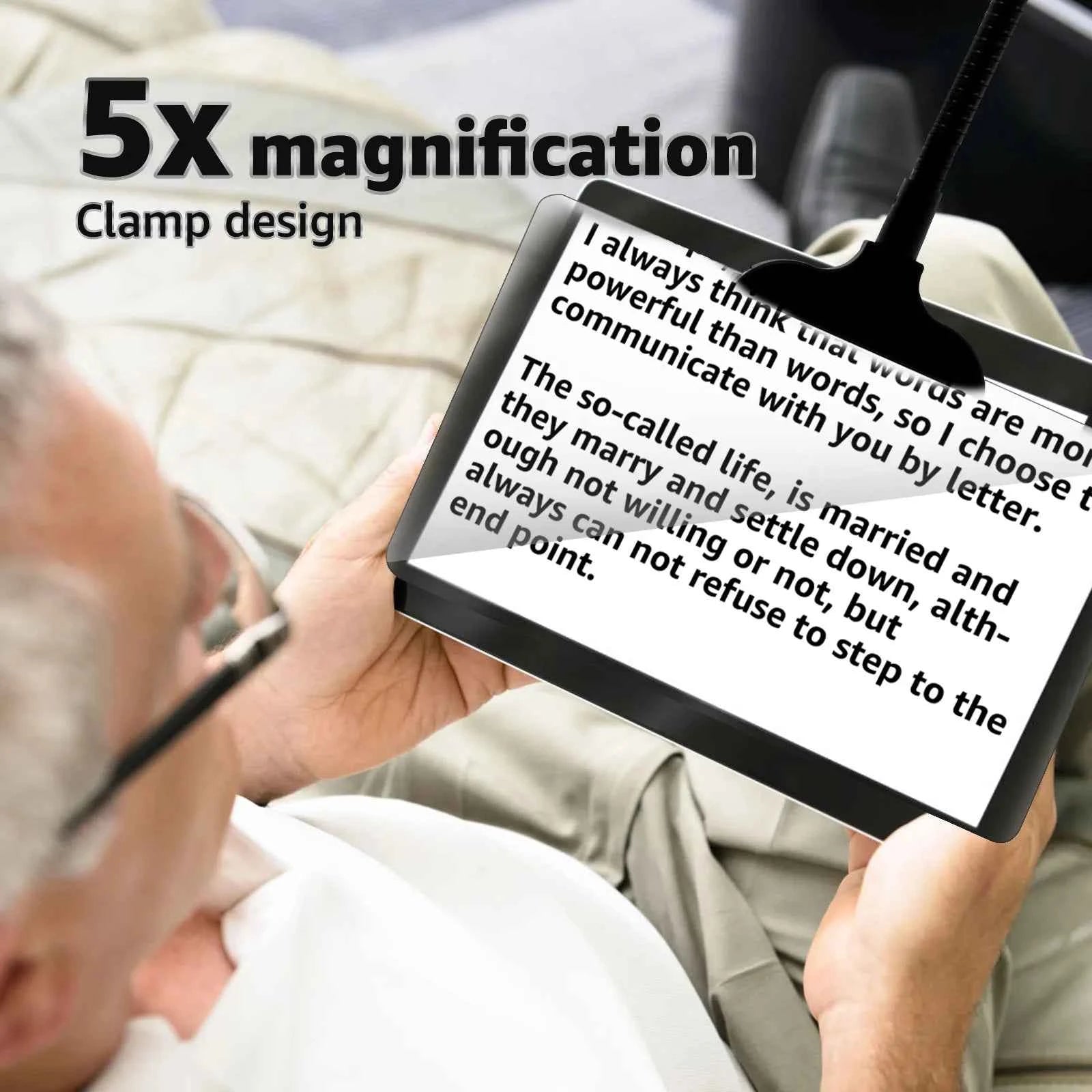 MagnifyPro Full-Page Magnifier - 4X & 5X Flexible Hands-Free Lens for Effortless Reading & Enhanced Clarity for All Ages