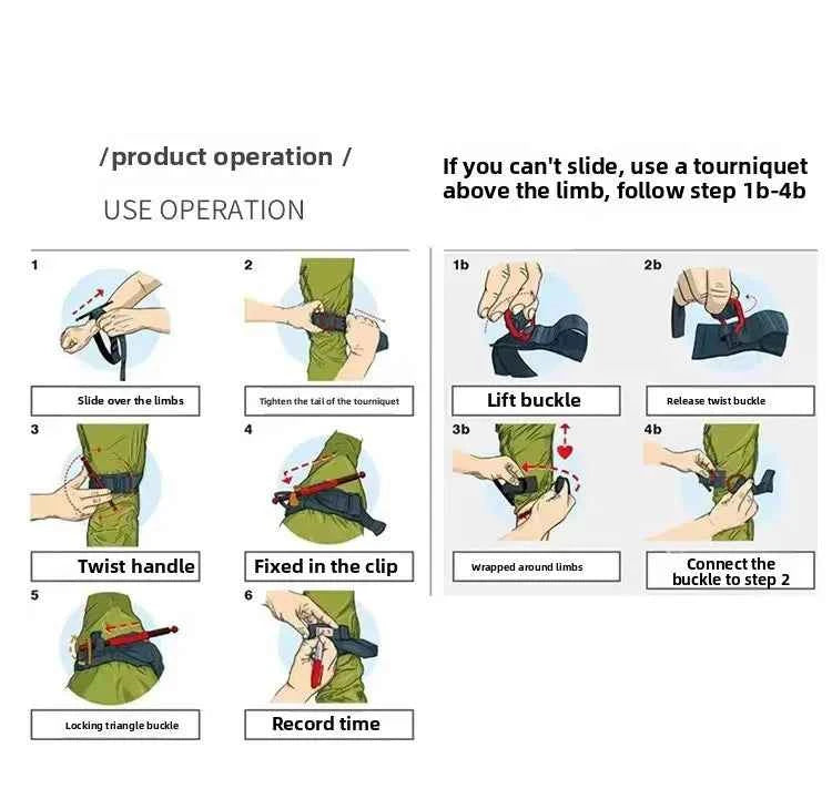SOF spinning tourniquet bandage, fifth generation aluminum alloy solid metal rod triangle buckle, fast hemostasis for injuries