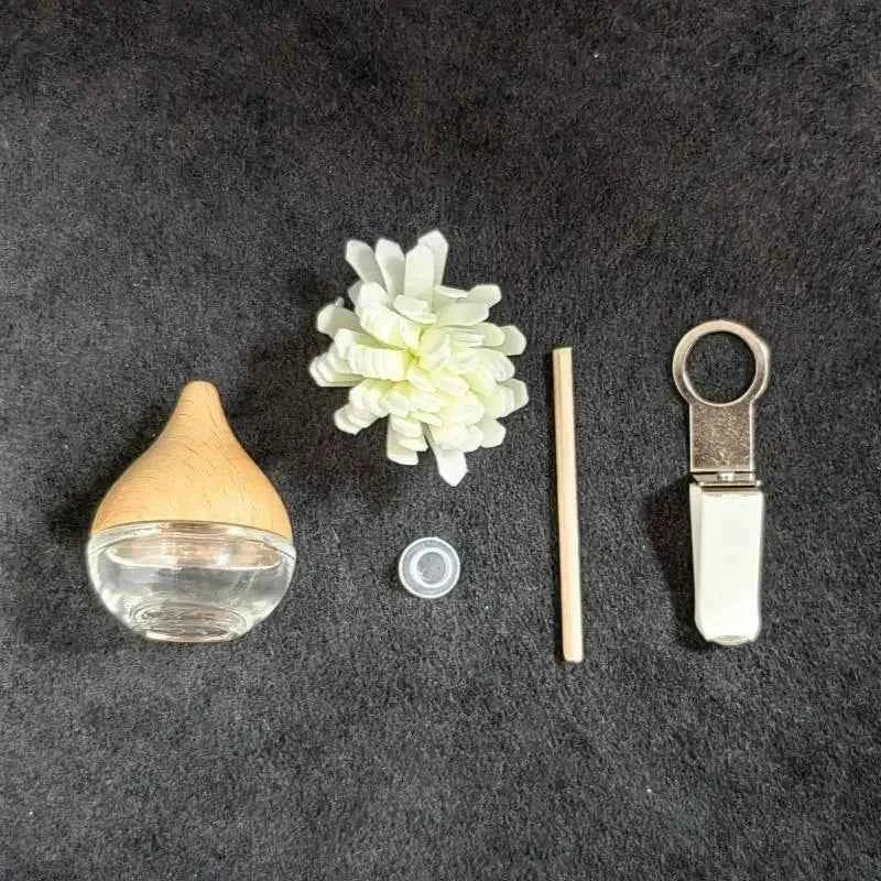 10pcs 10ml Empty Glass Essential Oil Diffuser Bottle with Lid for Car Air Freshener Vent Clip Portable Perfume Fragrance Bottle