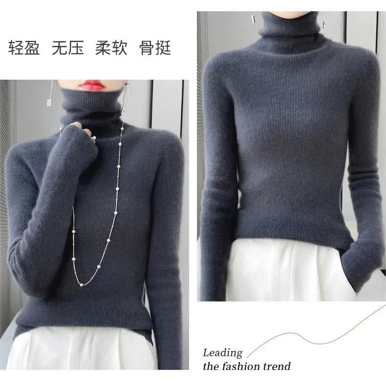 100% Merino Wool Long-sleeved Turtleneck Pullover Women's Autumn Winter Slim Sweater Basic Women's Clothes Cashmere Sweater The jack market .AU The jack market .AU Woman Fashion $ 75 14:1052#black;200007763:201336100;5:4182