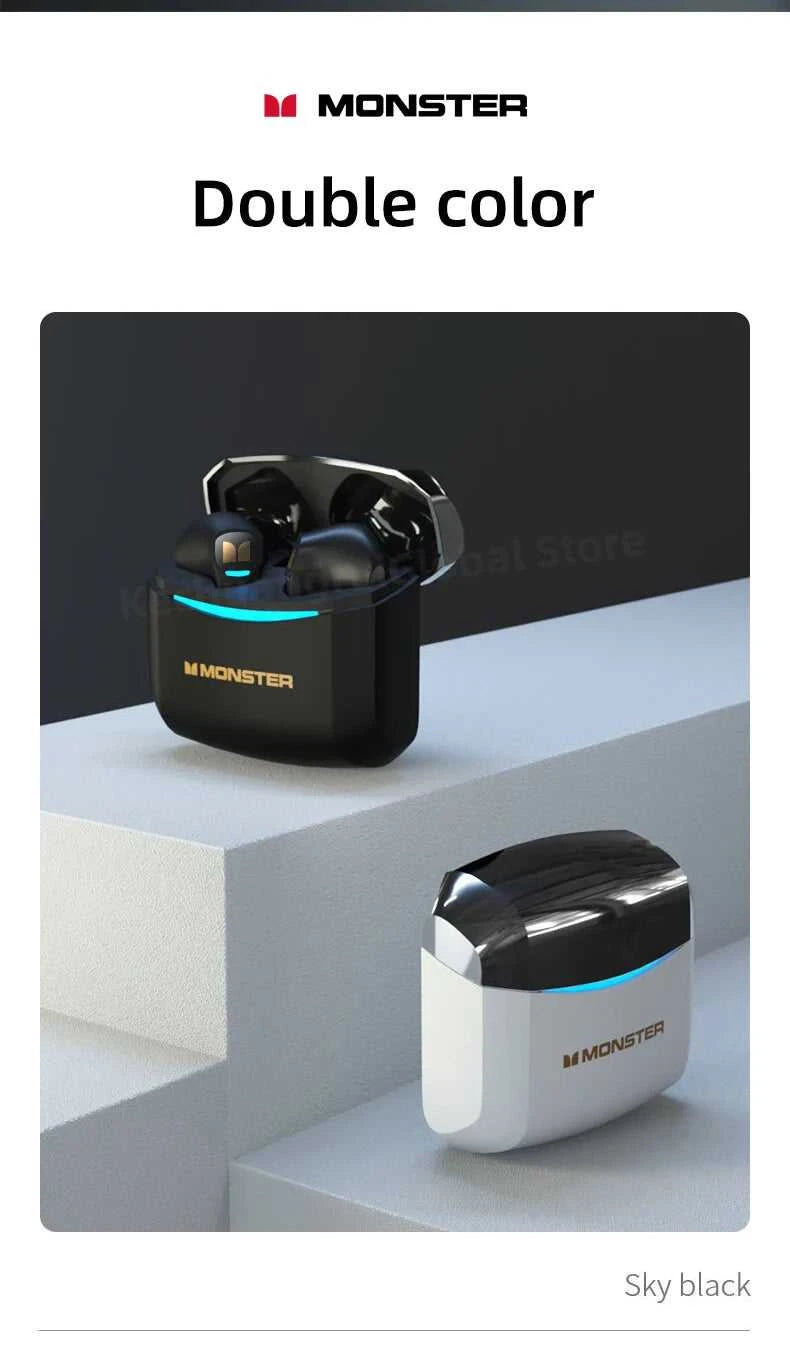 Monster GT06 Wireless Bluetooth 5.1 Headphones TWS Gaming Earbuds Noise Reduction Sports Earphones With Mic Long standby 450mAh The jack market .AU The jack market .AU Accessories Electronics $ 72 14:10#Black