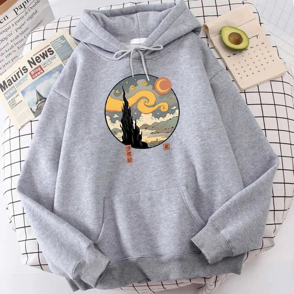 Starry Ukiyo-E Night Printing Hoodie Men Fashion Comfortable Hoody Autumn Fleece Sweatshirt Casual Warm Pullover Tops The jack market .AU The jack market .AU Men Fashion $ 37 14:771#Beige;5:4182
