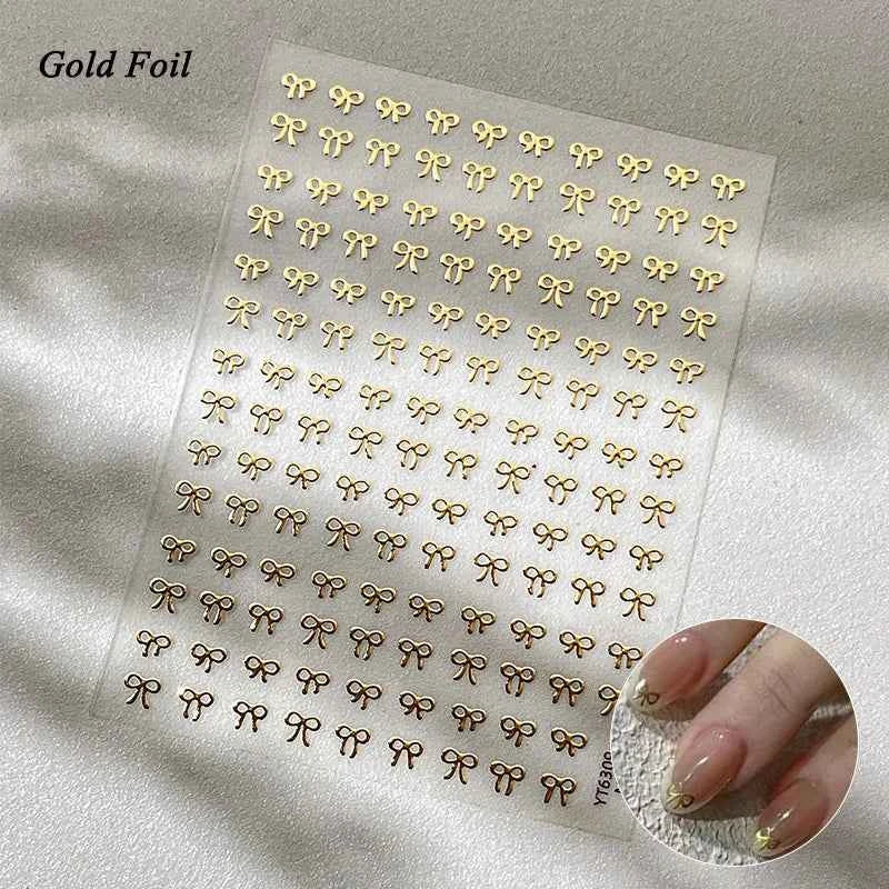 Brand Name Bowknot Nail Art Stickers - Vintage Self-Adhesive Decals in White, Pink & Black for Cute Manicures
