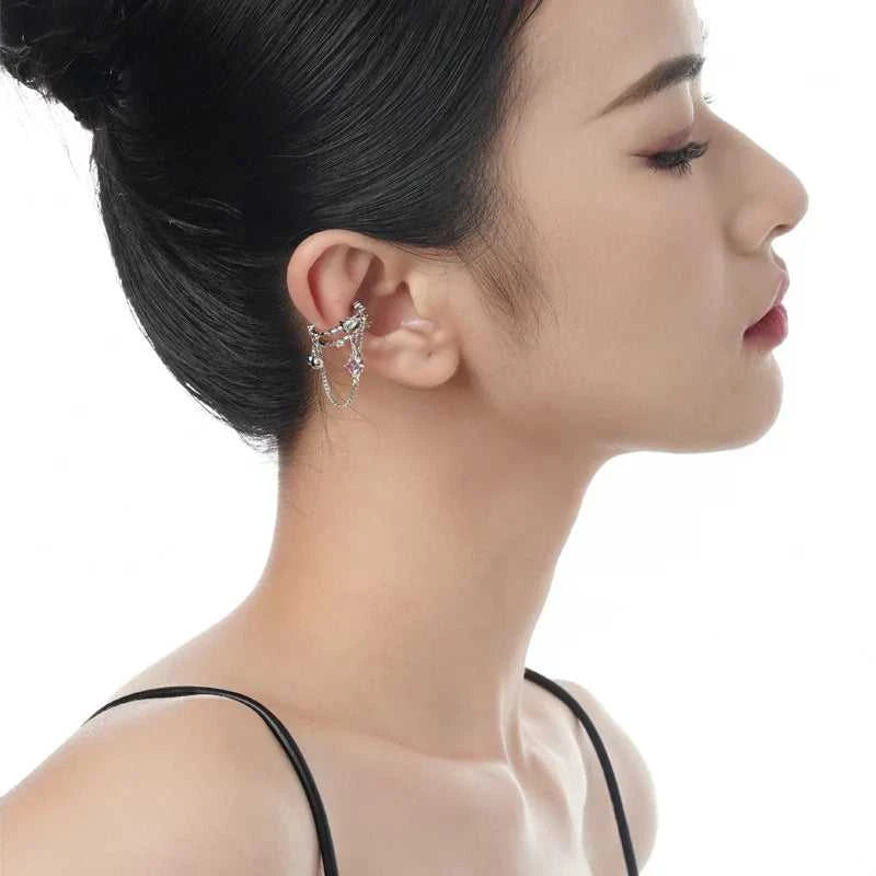 F.I.N.S 1PC Trend S925 Sterling Silver Clip Earrings without Ear Hole Layered Bead Ball Square Zircon Chain Pendants Earcuff The jack market .AU The jack market .AU Jewellery & Chains $ 108 200001034:5740#1PC Gold E5224