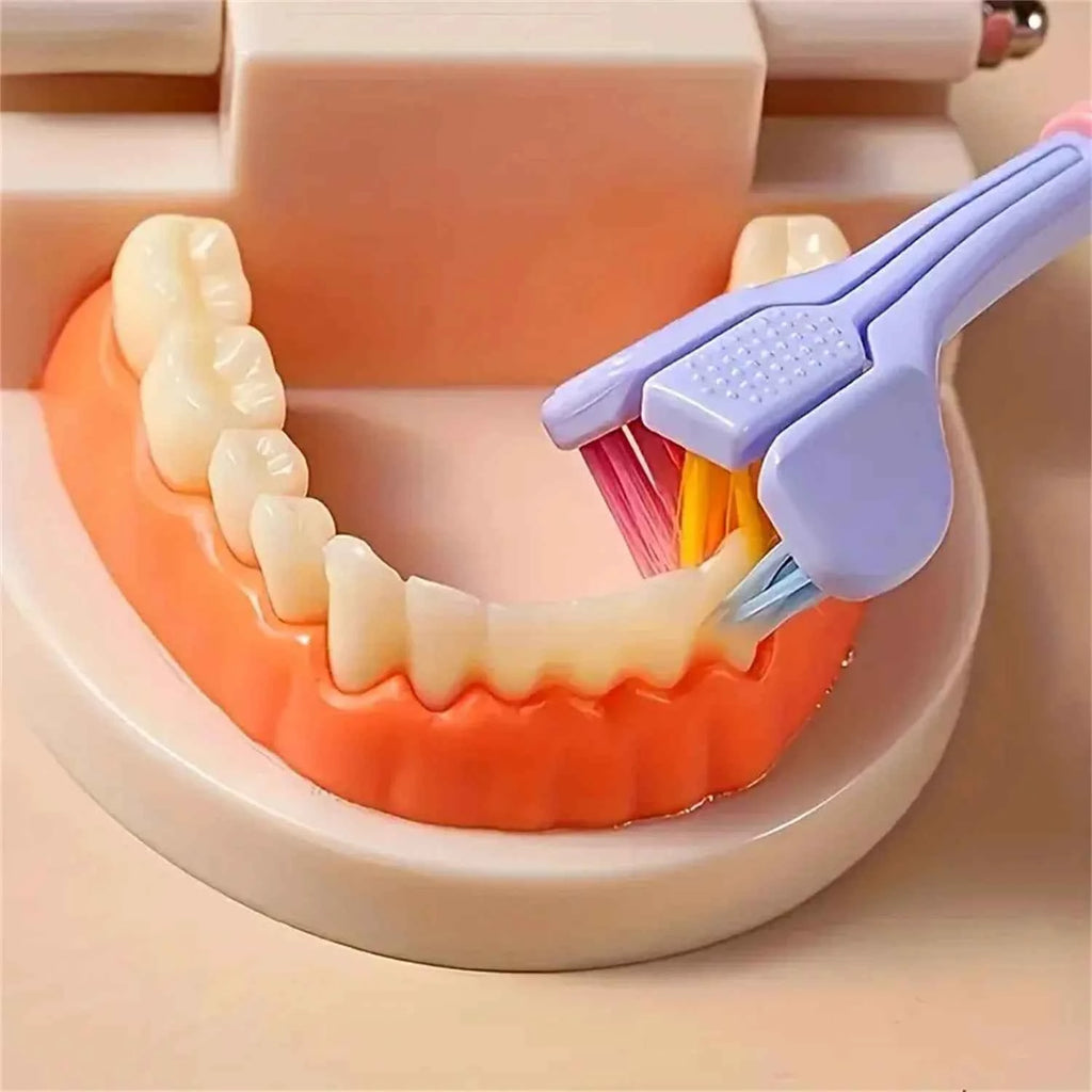 4pcs Soft Bristle 3-sided Toothbrush Gentle Clean Adult Teeth Brush for Complete Gum Care Autism Sensory Design Oral Health Tool
