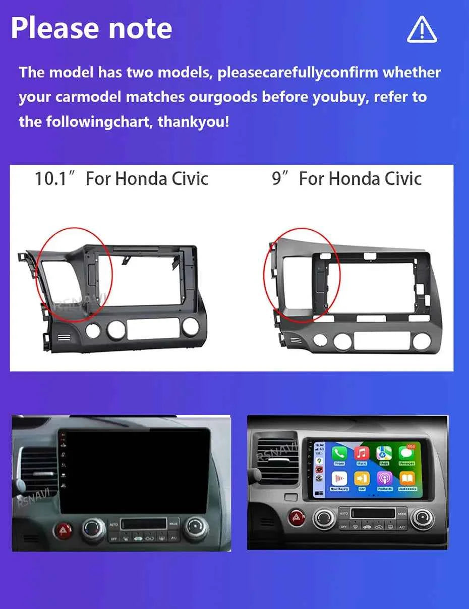 Android 15 Car radio For Honda Civic 8th 2005-2011 Carplay Android auto Qualcomm Car stereo Multimedia player 4G wifi 48EQ 2 din