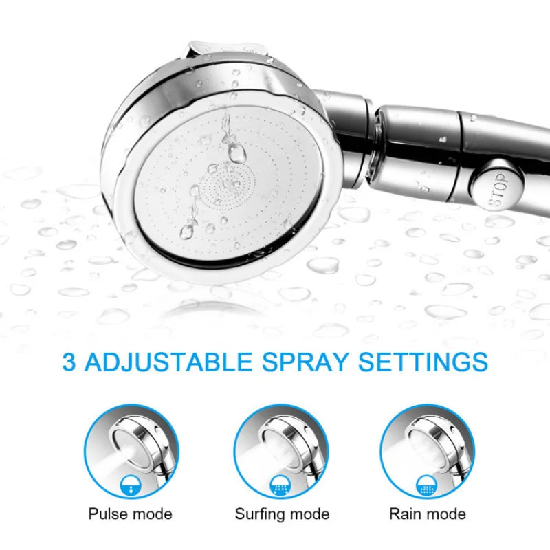 1 Set Detachable 3 Modes Setting Shower Head Handheld High Pressure Rain Water Saving Home Hotel Sprayer Bathroom Shower Head