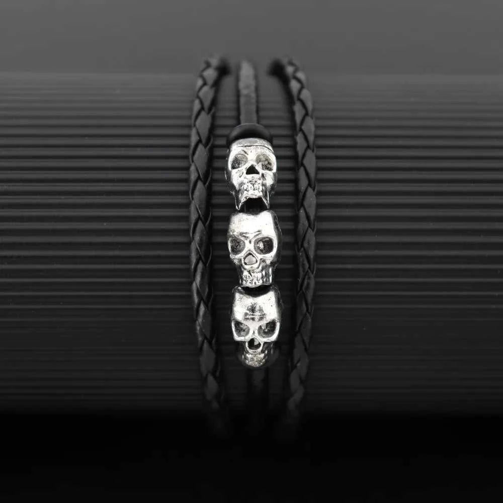 Cool Skeleton Skull Leather Bracelet Men's Stainless Steel Punk Rock Gothic Charm Woven Multilayer Bracelet Men's Jewelry Gift The jack market .AU The jack market .AU Jewellery & Chains $ 47 200001034:5740#black