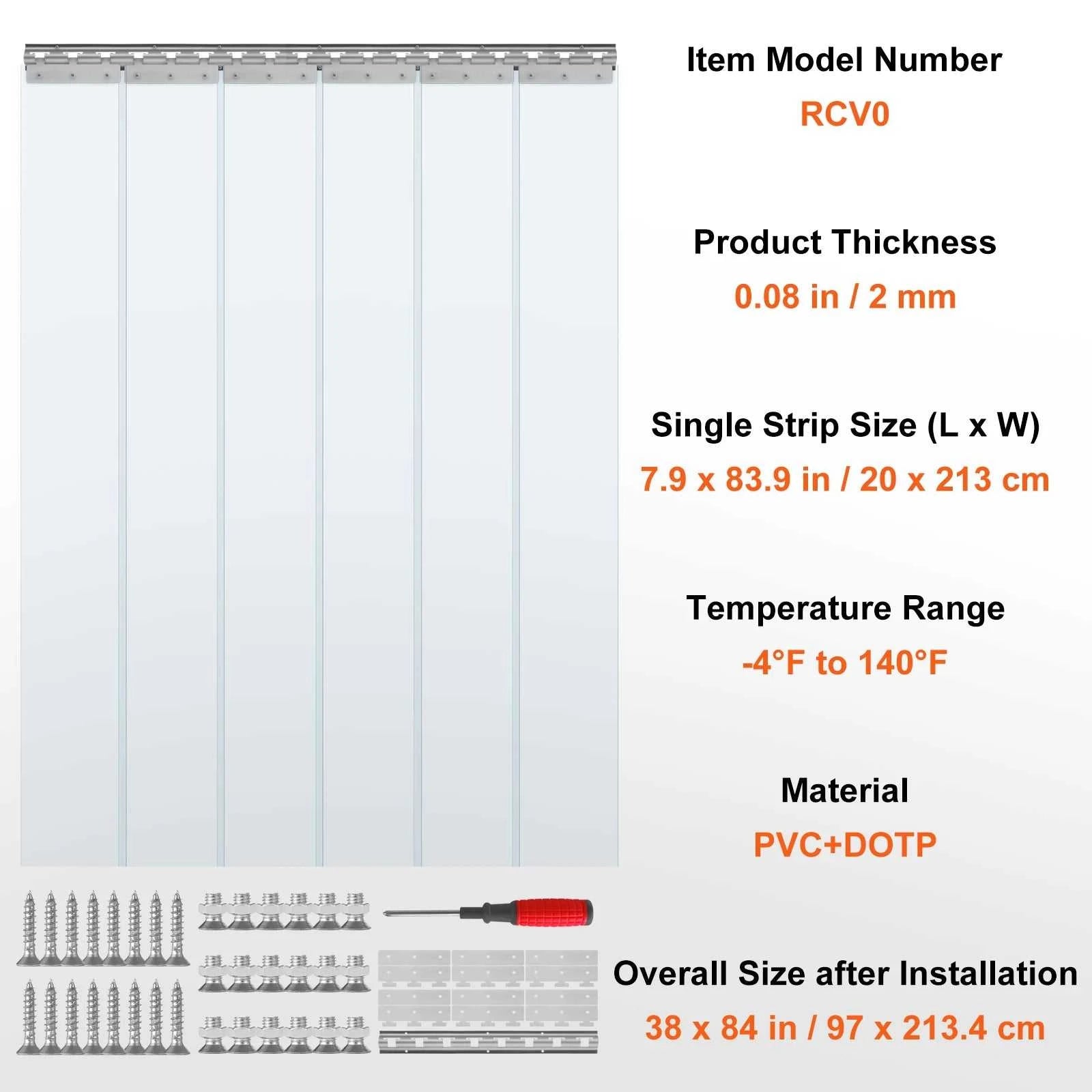 SucceBuy PVC Clear Strip Curtain 84" x 38"/48"/60" Plastic Windproof Door Freezer Curtain Hanging Strips for Warehouse Home The jack market .AU The jack market .AU Home $ 109 14:200002130#38x84in;200007763:201336105