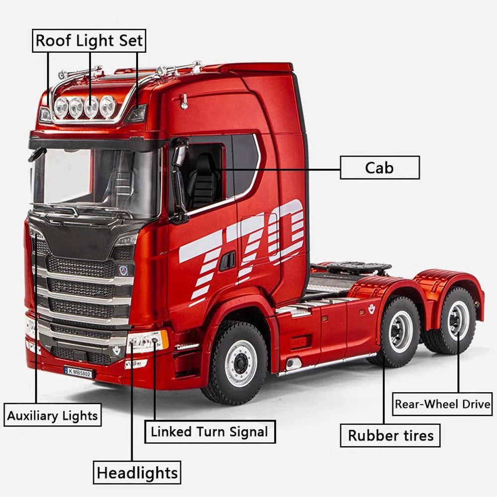 HUINA 1501 1/18 RC Truck 19CH 770S Alloy Tractor 2.4G remote control Engineering Trailer Truck with Light and Sound Toys for Kid