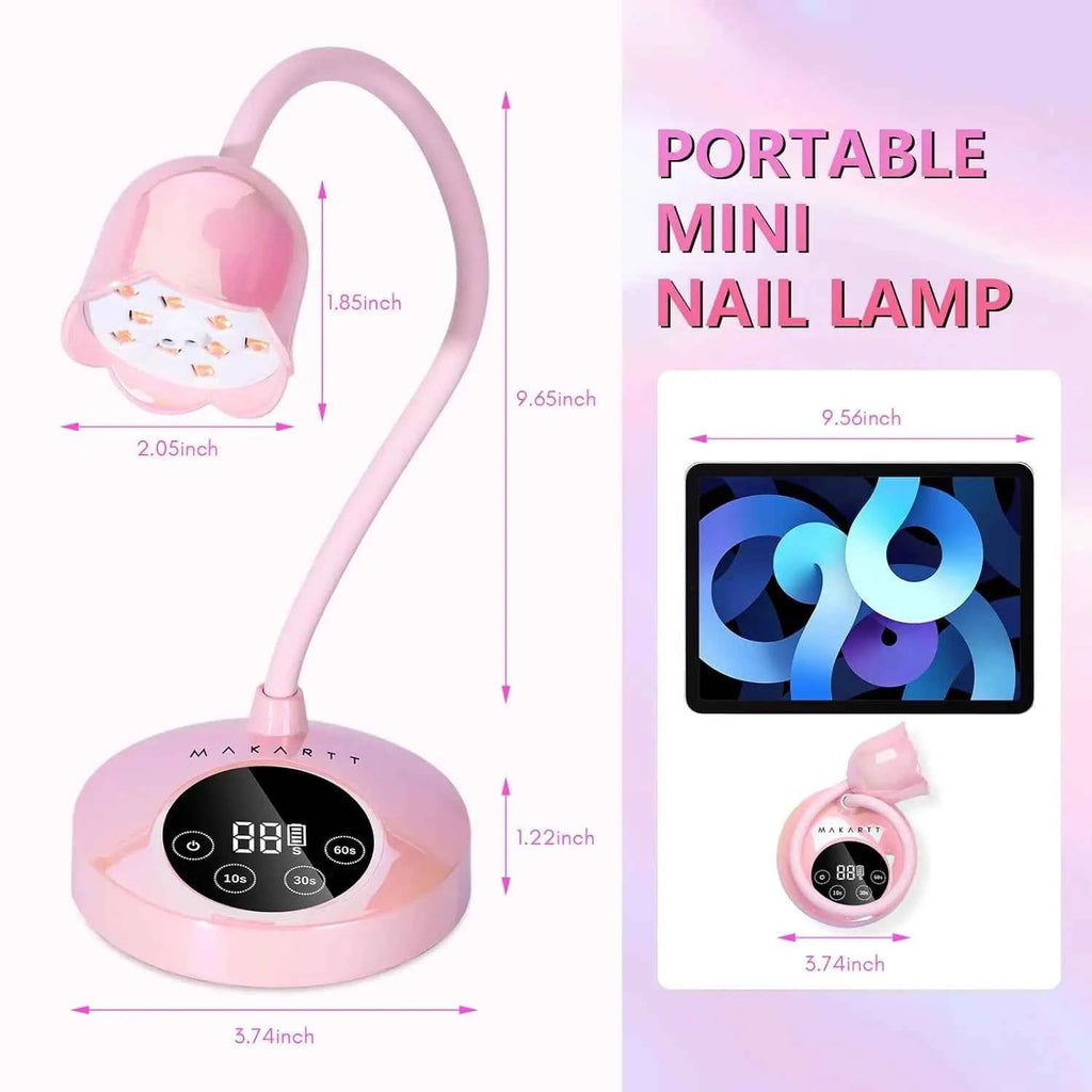 Makartt Mini UV LED Nail Lamp - Rechargeable & Fast-Curing Gooseneck Design for Perfect Gel Nails at Home