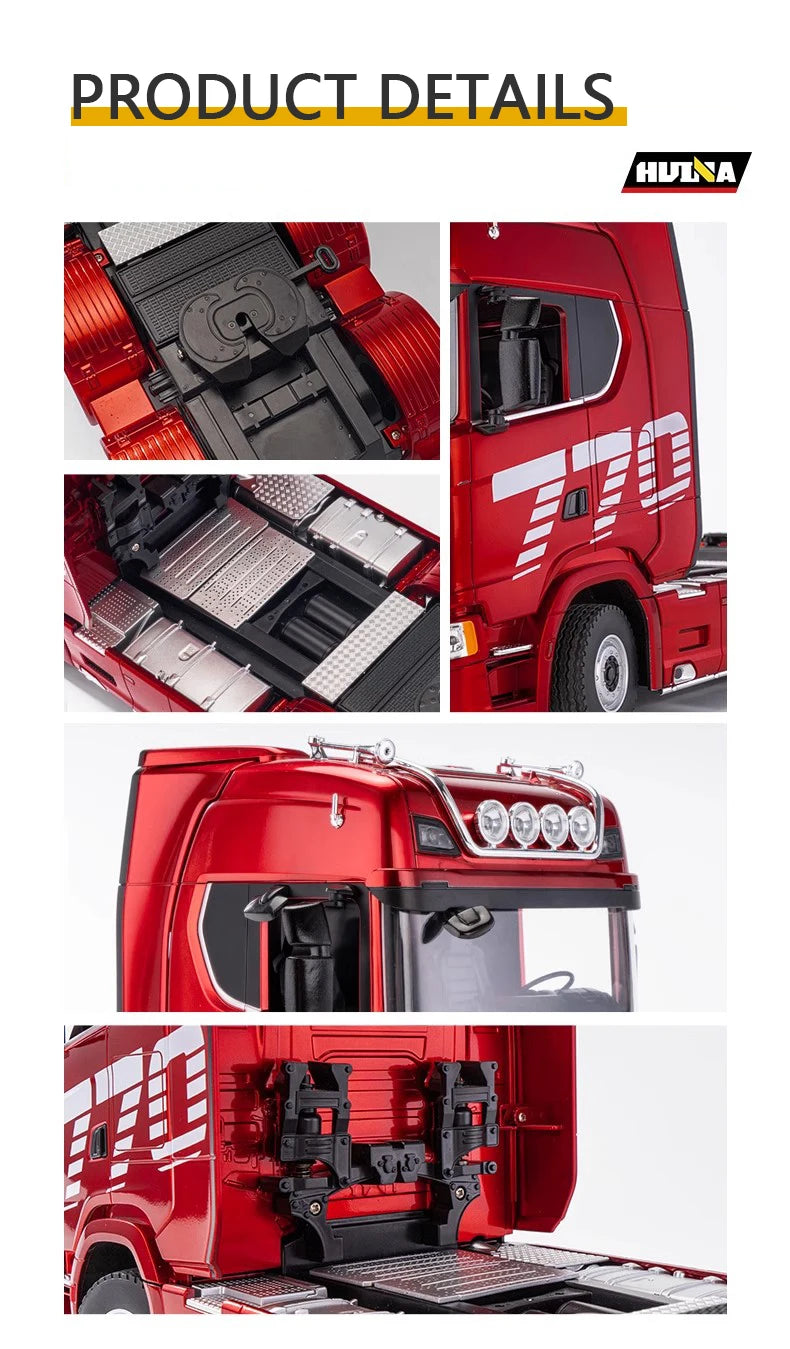 HUINA 1501 1/18 RC Truck 19CH 770S Alloy Tractor 2.4G remote control Engineering Trailer Truck with Light and Sound Toys for Kid