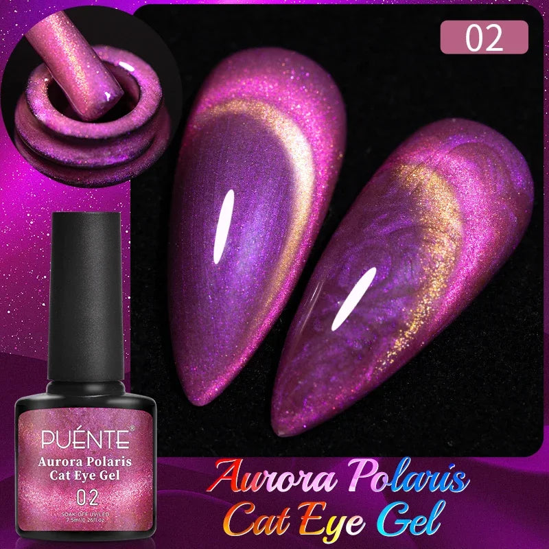 PUENTE Cat Eye Magnetic Gel Nail Polish - Vibrant Starry Galaxy Effect, Soak Off UV, 7.5ML