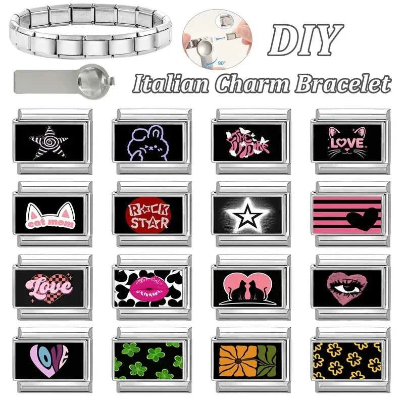 Creative Black Series Cute Rabbit Cat Heart Star Eye Lips Italian Charm Links Fit 9mm Stainless Steel Bracelet DIY Making Gifts The jack market .AU The jack market .AU Jewellery & Chains $ 52 200001034:200003757#A14;200007763:201336100