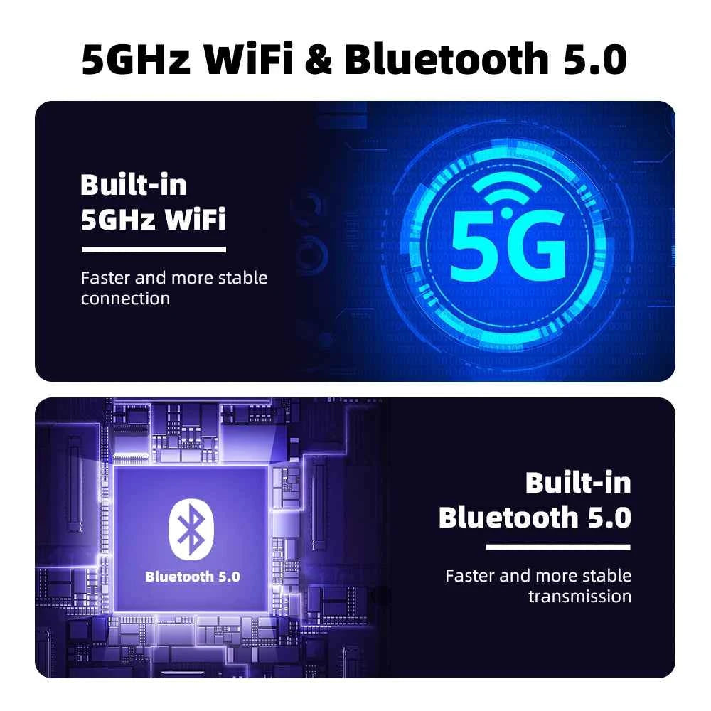 Carplay Android Wireless 2-In-1 Adapter Car Gadget Smart Magic Box Plug and Play 5Ghz Wifi Plug and Play Seconds Link