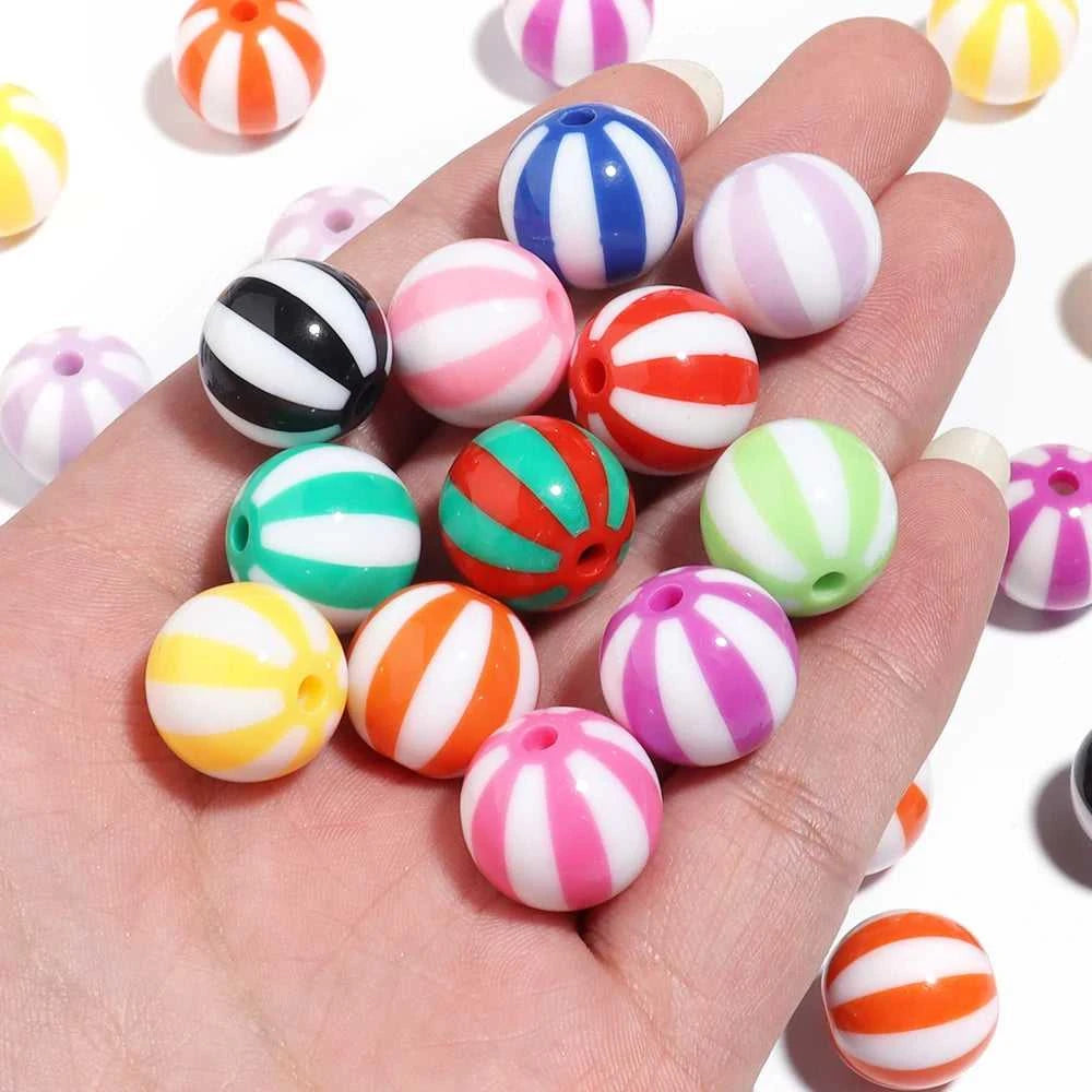 12-20mm Acrylic Large Hole Beads Colorful Stripes Round Loose Spacer Beads for Diy Bracelet Necklace Jewelry Accessories The jack market .AU The jack market .AU Jewellery & Chains $ 48 14:175#Rose Red;200000196:1071#20mm Hole 3mm 10Pcs