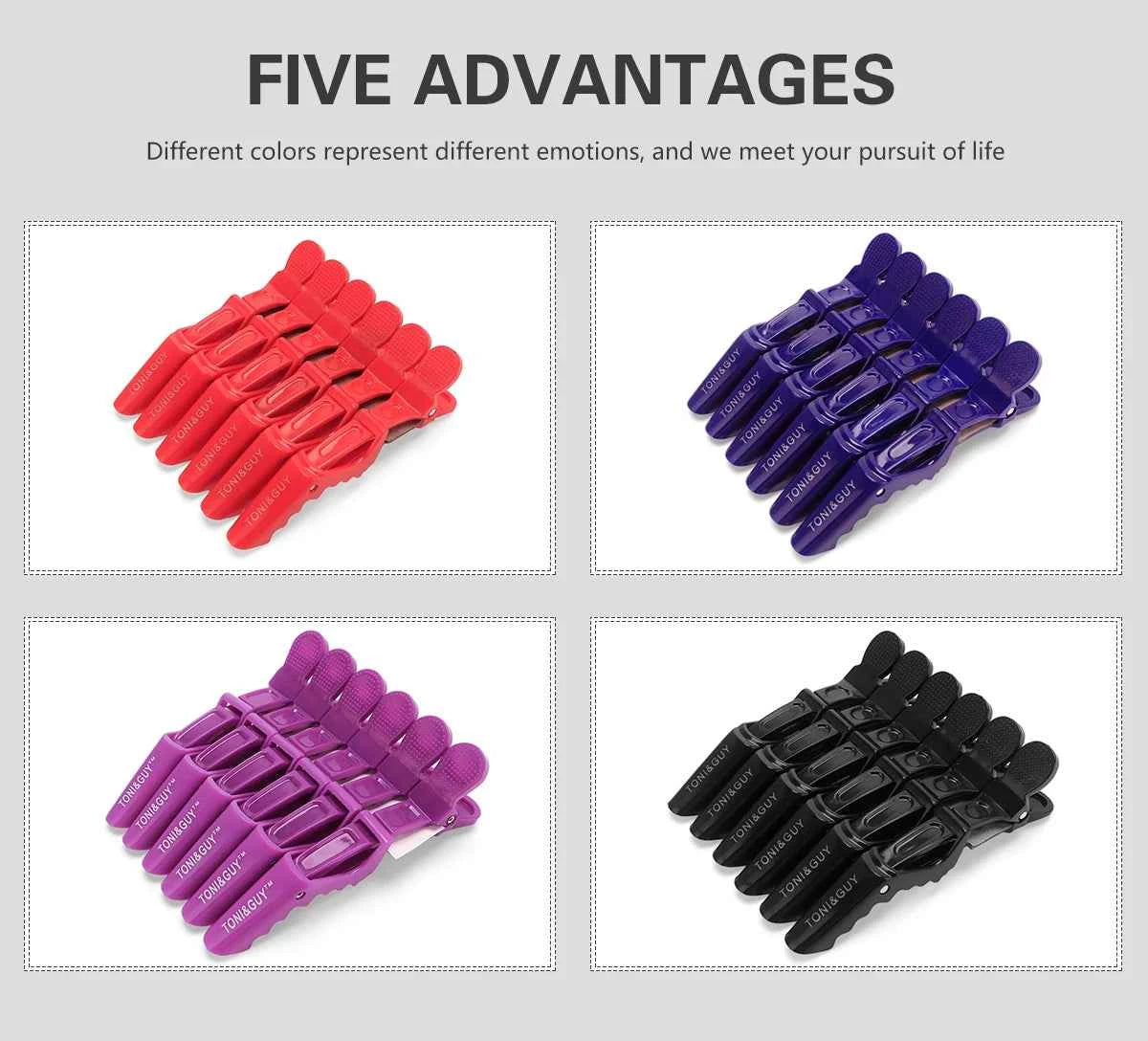 Stylish Hair Clips Set - 6 Durable Alligator Claws for Professional Styling & Salon Use
